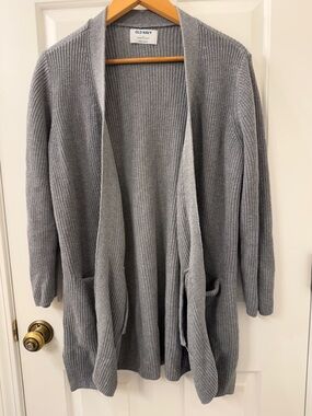 Old Navy Light Gray Ribbed Open-Front Cardigan